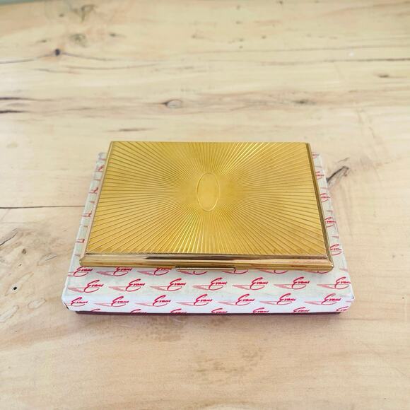 Vintage Evans Compact Cigarette Case Sunburst Art Deco Gold Tone Box - Picture 4 of 9